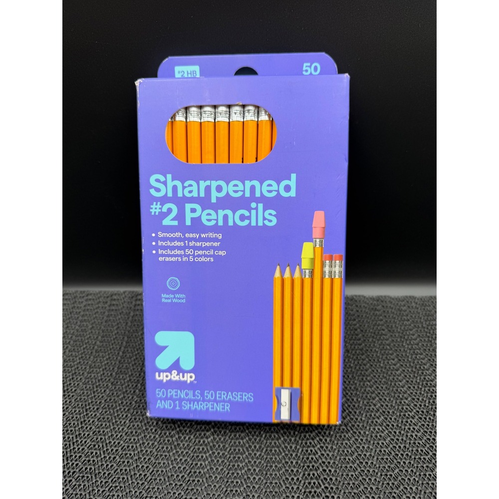Up & Up Sharpened #2 Pencils 50 Count with 50 Cap Erasers and 1 Sharpener HB